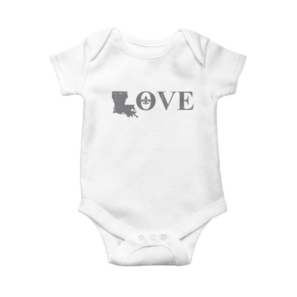 LOVE Louisiana Baby Onesie Fleur De Lis LA Map