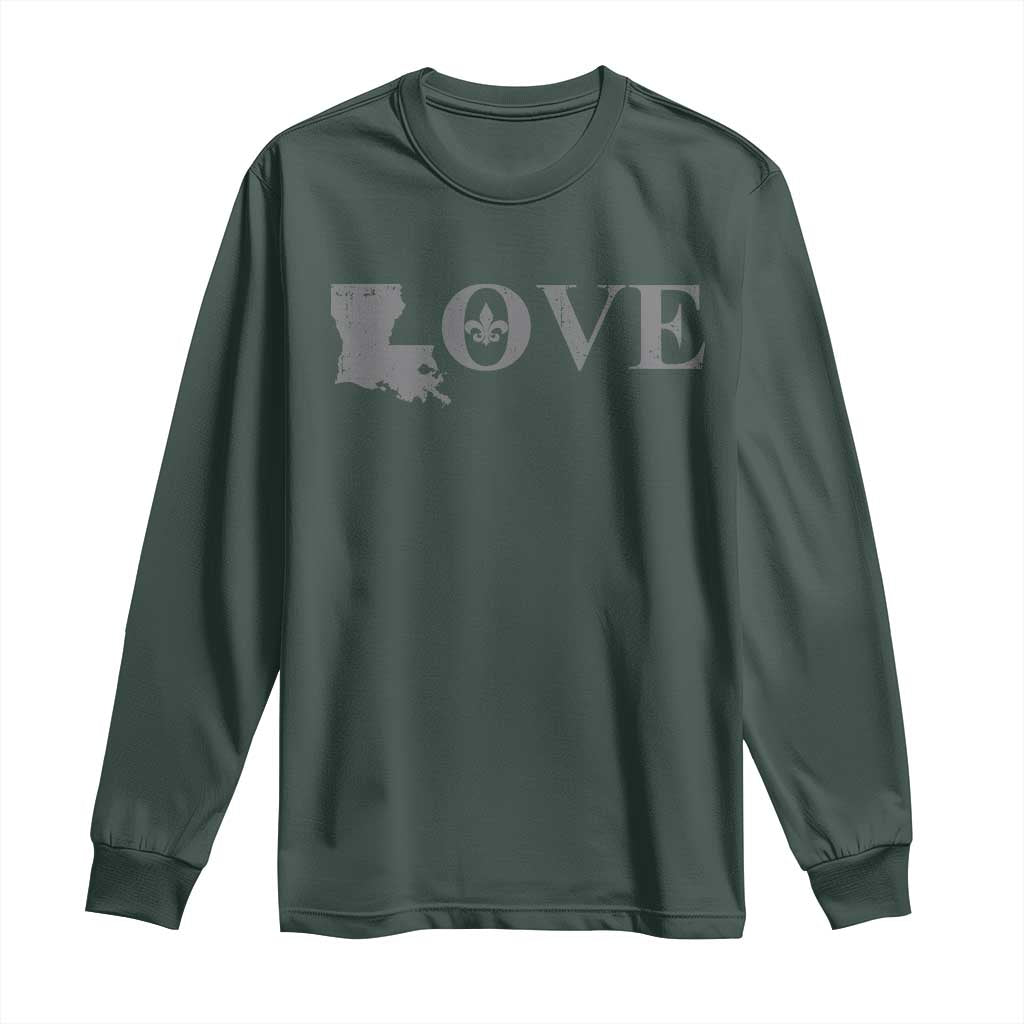 LOVE Louisiana Long Sleeve Shirt Fleur De Lis LA Map