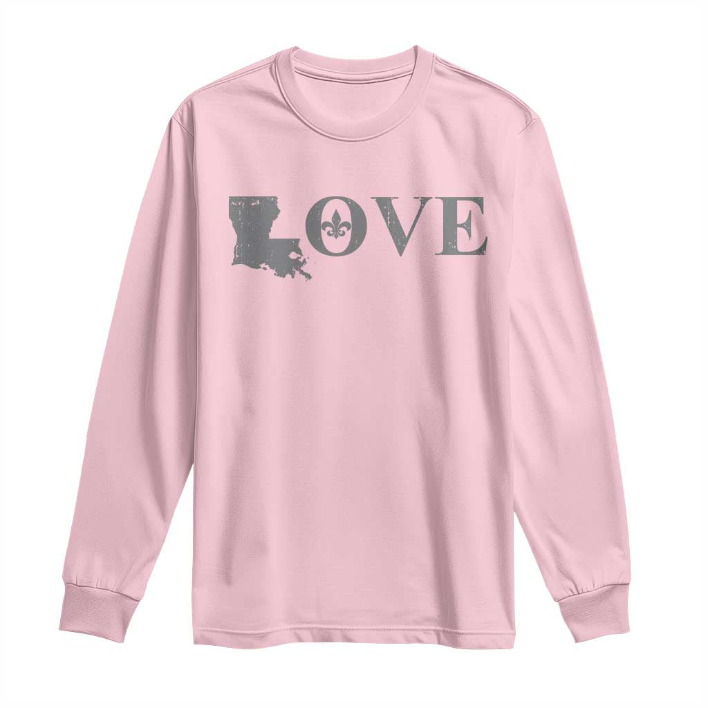 LOVE Louisiana Long Sleeve Shirt Fleur De Lis LA Map