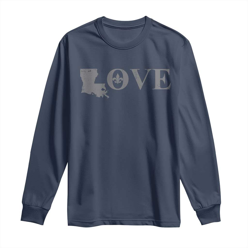 LOVE Louisiana Long Sleeve Shirt Fleur De Lis LA Map