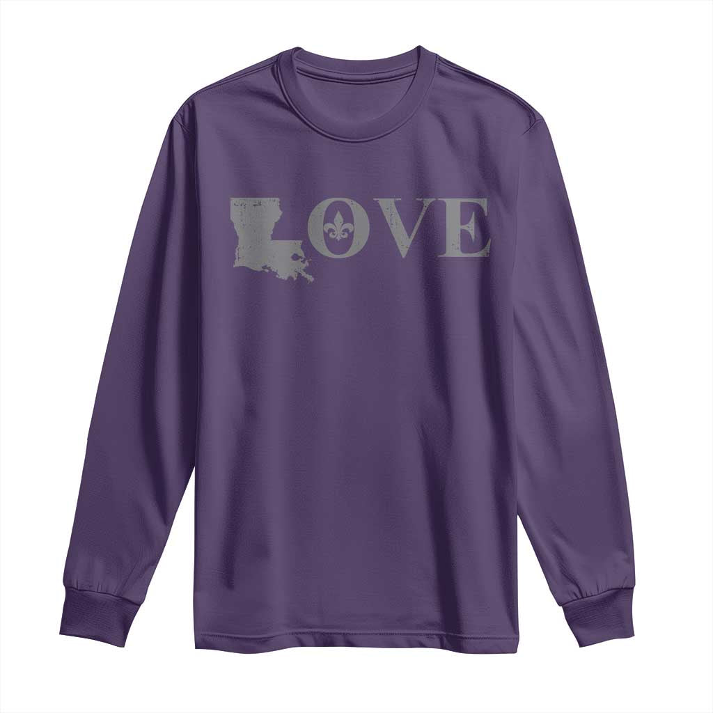 LOVE Louisiana Long Sleeve Shirt Fleur De Lis LA Map