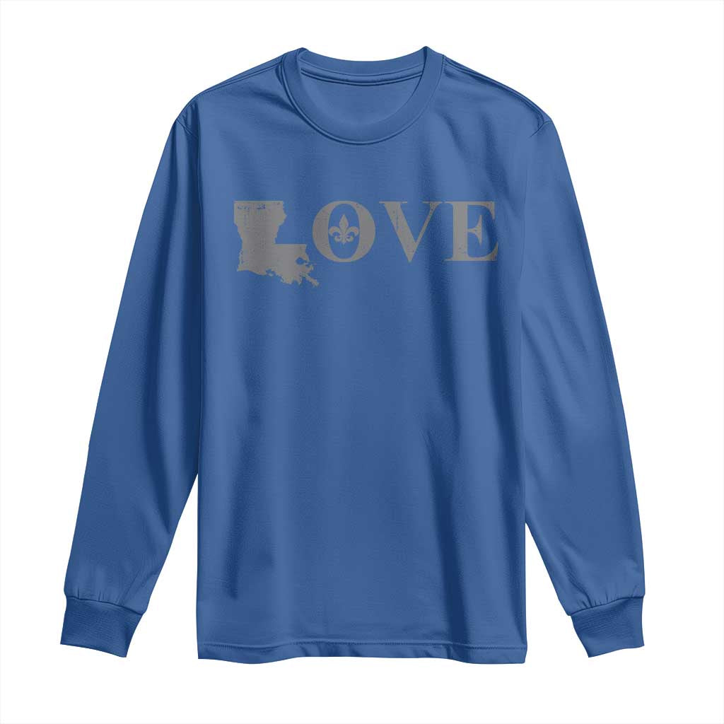 LOVE Louisiana Long Sleeve Shirt Fleur De Lis LA Map