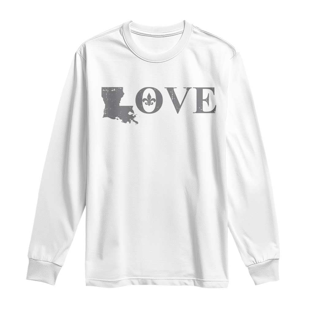 LOVE Louisiana Long Sleeve Shirt Fleur De Lis LA Map