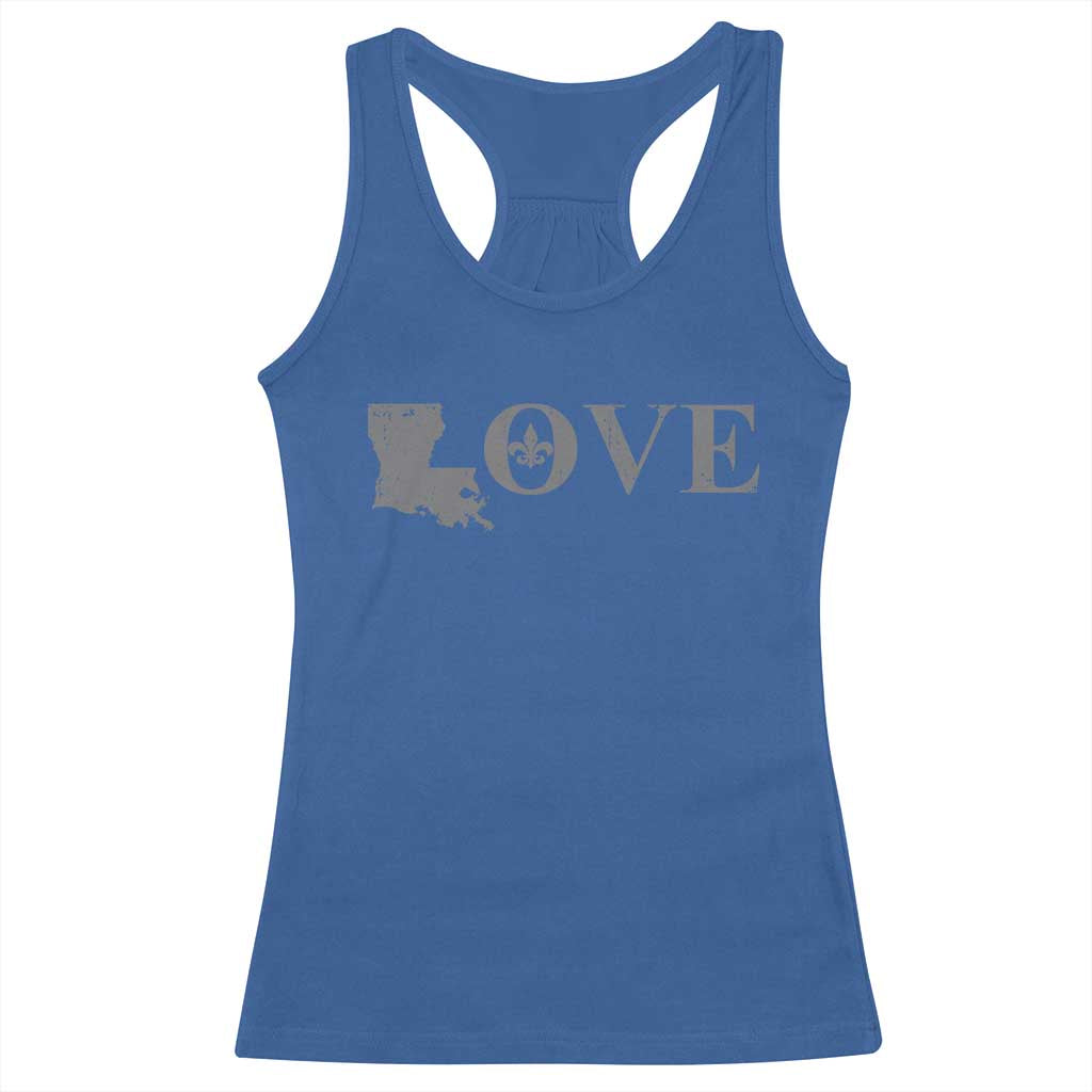 LOVE Louisiana Racerback Tank Top Fleur De Lis LA Map