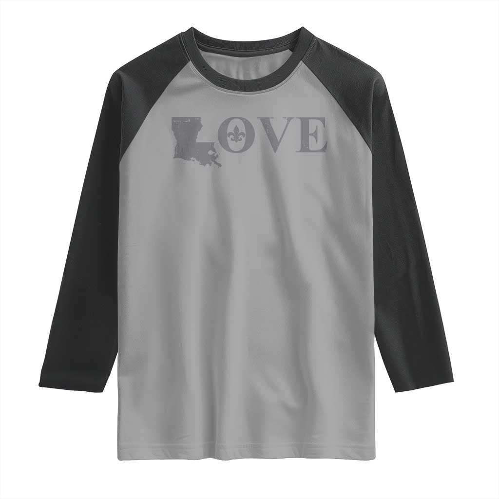 LOVE Louisiana Raglan Shirt Fleur De Lis LA Map