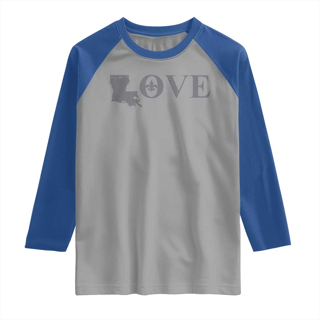 LOVE Louisiana Raglan Shirt Fleur De Lis LA Map