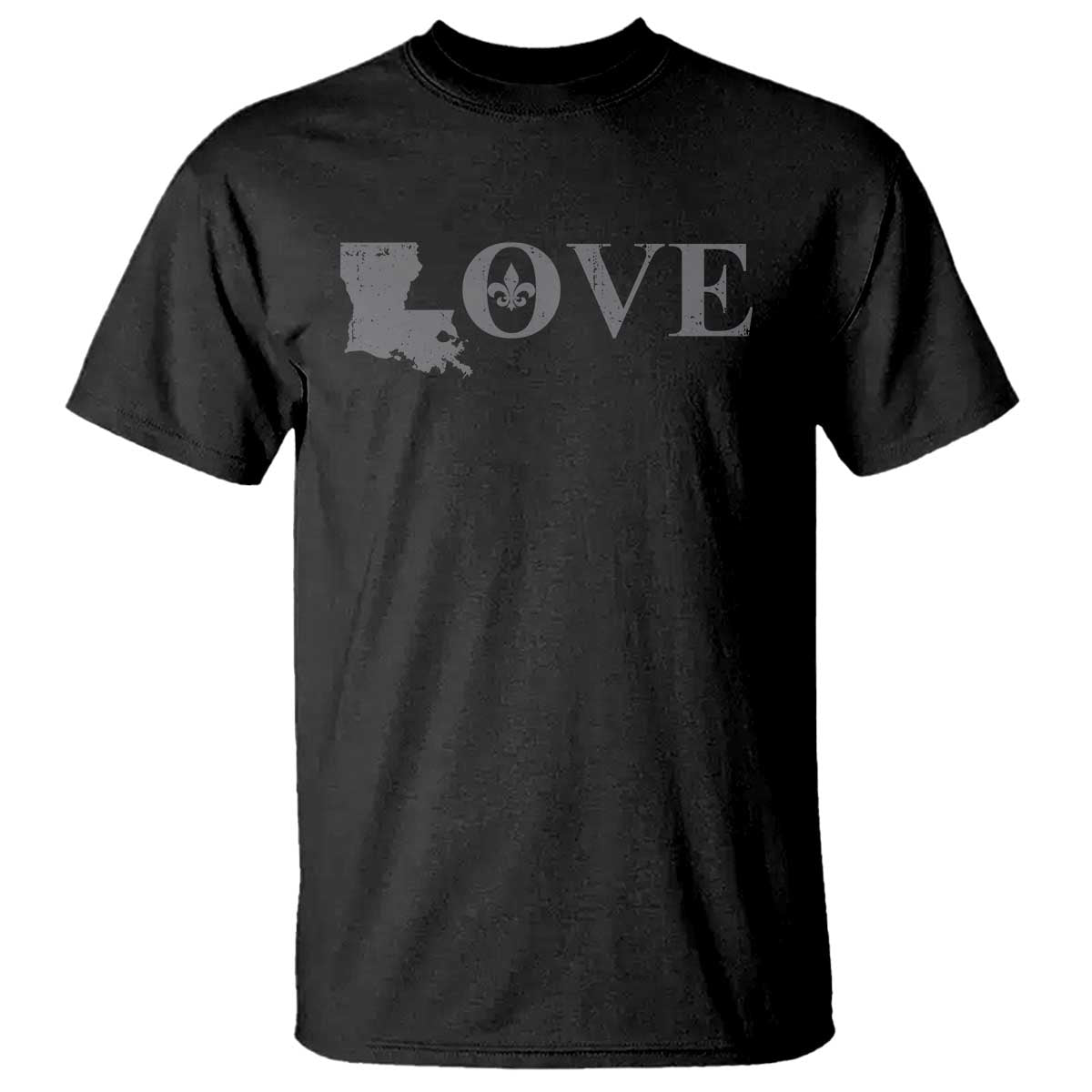 LOVE Louisiana T Shirt Fleur De Lis LA Map