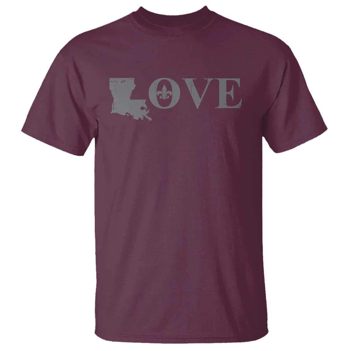 LOVE Louisiana T Shirt Fleur De Lis LA Map