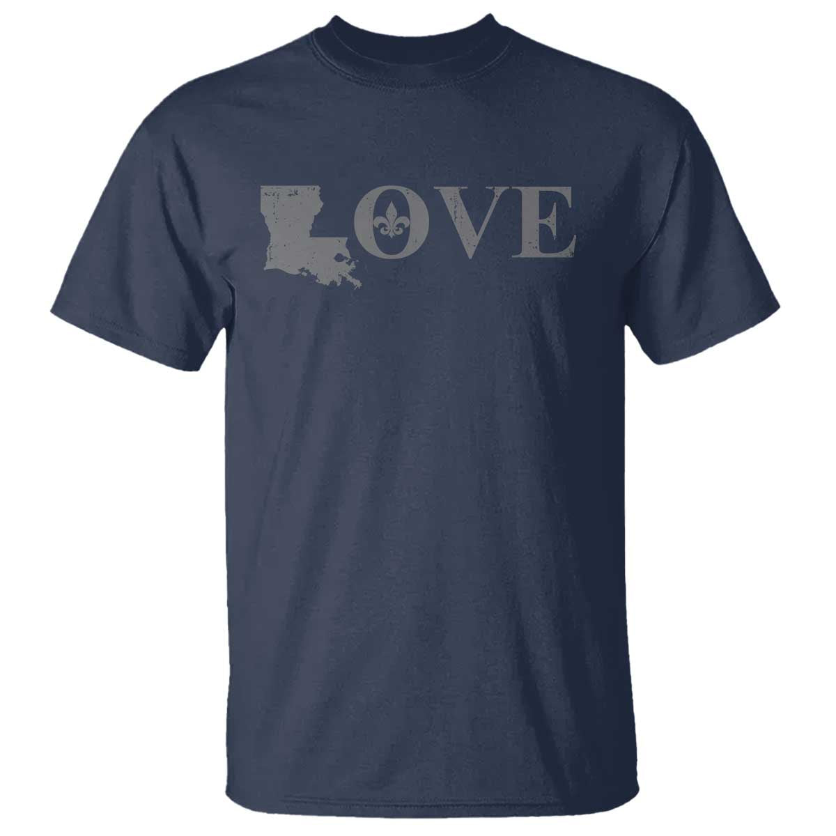 LOVE Louisiana T Shirt Fleur De Lis LA Map