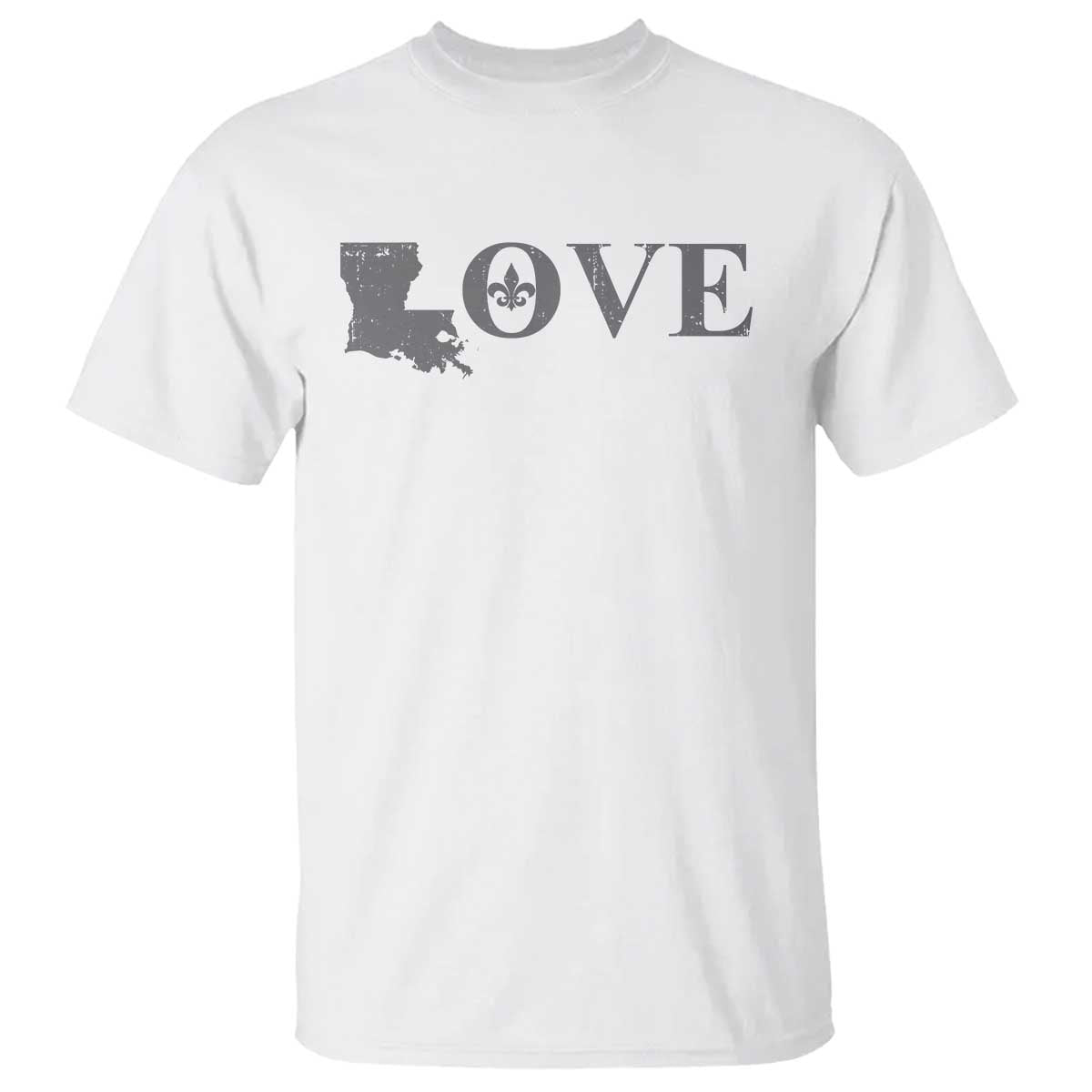LOVE Louisiana T Shirt Fleur De Lis LA Map