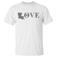 LOVE Louisiana T Shirt Fleur De Lis LA Map