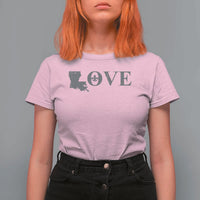 LOVE Louisiana T Shirt For Women Fleur De Lis LA Map