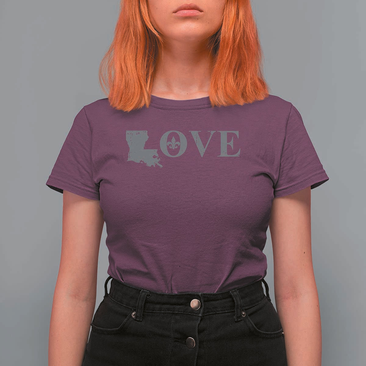 LOVE Louisiana T Shirt For Women Fleur De Lis LA Map