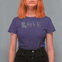 LOVE Louisiana T Shirt For Women Fleur De Lis LA Map