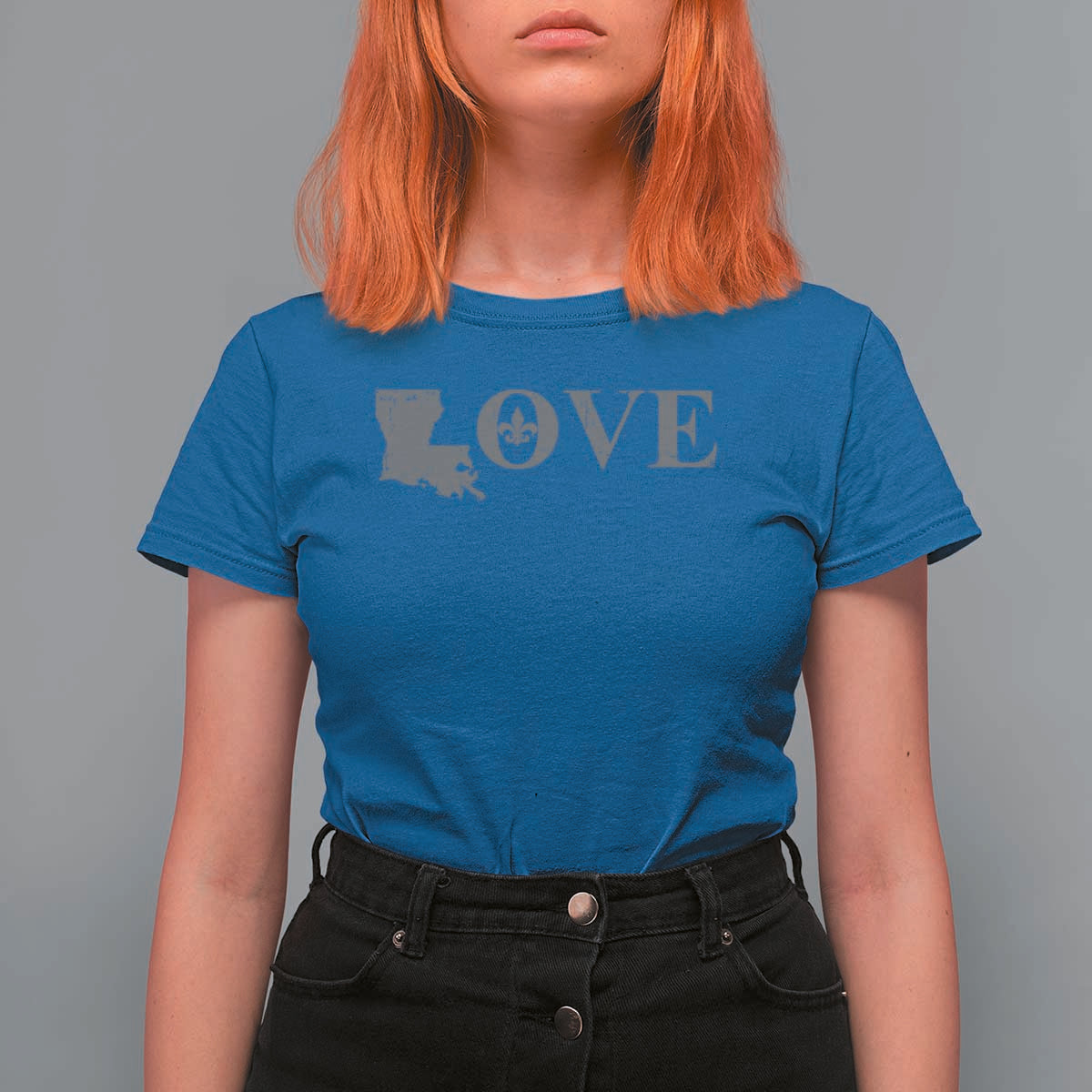 LOVE Louisiana T Shirt For Women Fleur De Lis LA Map