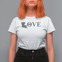 LOVE Louisiana T Shirt For Women Fleur De Lis LA Map