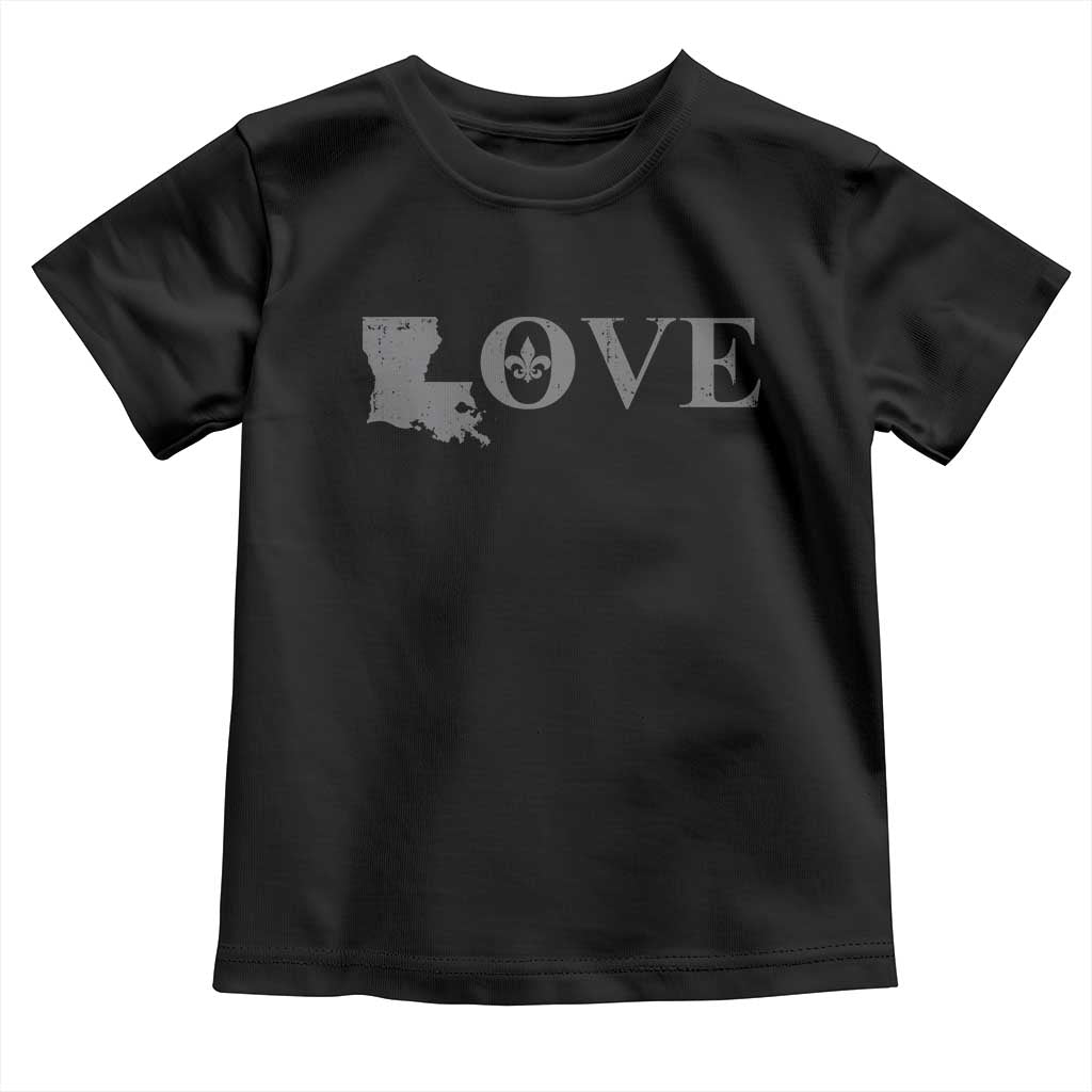 LOVE Louisiana Toddler T Shirt Fleur De Lis LA Map