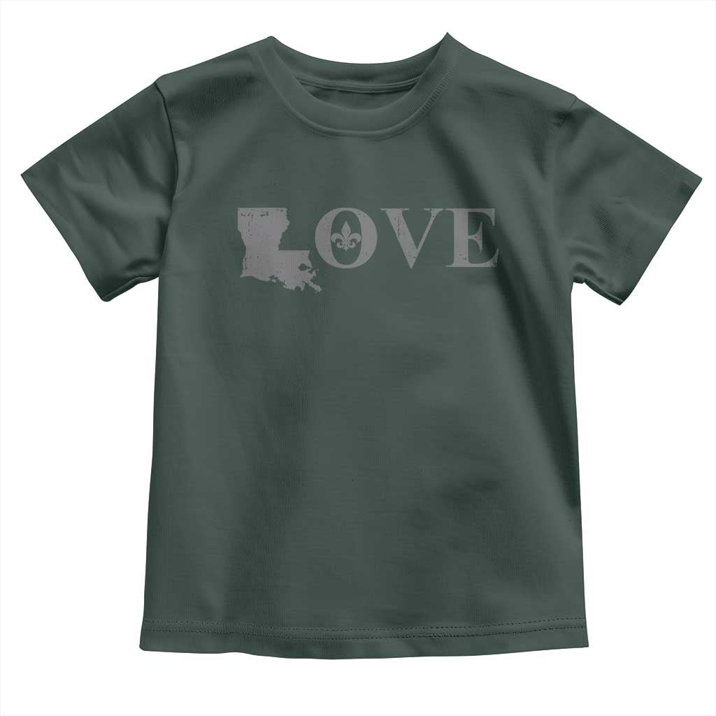 LOVE Louisiana Toddler T Shirt Fleur De Lis LA Map
