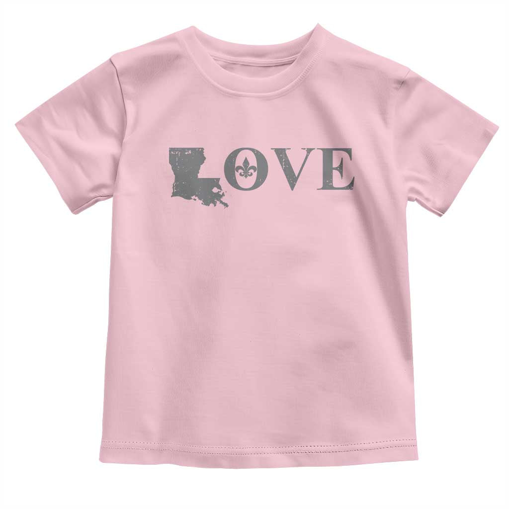 LOVE Louisiana Toddler T Shirt Fleur De Lis LA Map