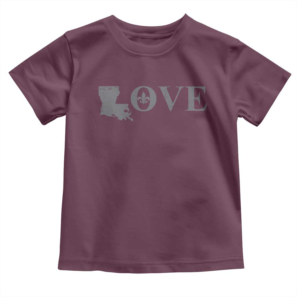LOVE Louisiana Toddler T Shirt Fleur De Lis LA Map
