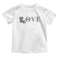 LOVE Louisiana Toddler T Shirt Fleur De Lis LA Map