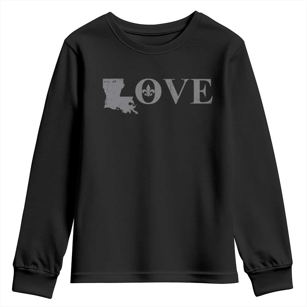 LOVE Louisiana Youth Sweatshirt Fleur De Lis LA Map