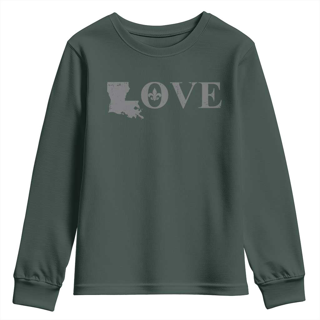 LOVE Louisiana Youth Sweatshirt Fleur De Lis LA Map