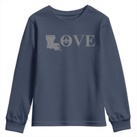 LOVE Louisiana Youth Sweatshirt Fleur De Lis LA Map
