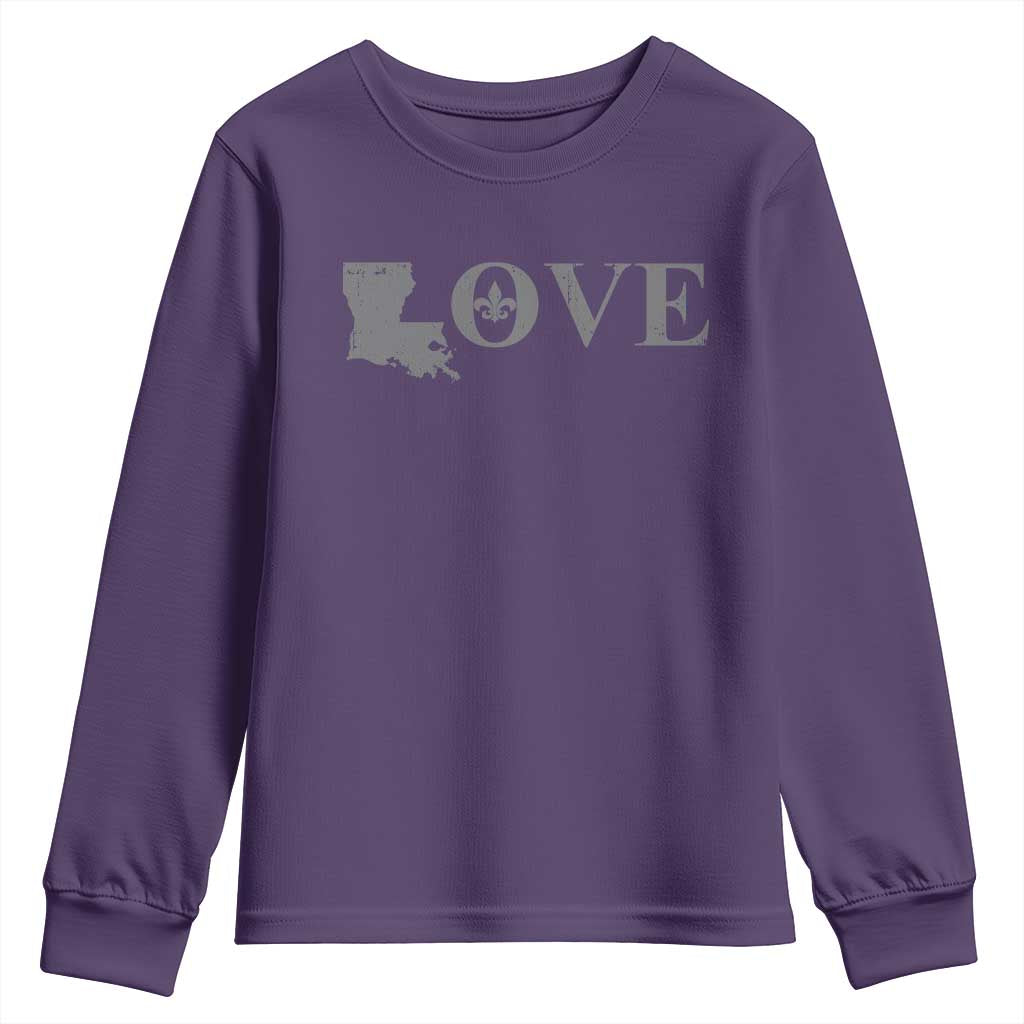 LOVE Louisiana Youth Sweatshirt Fleur De Lis LA Map