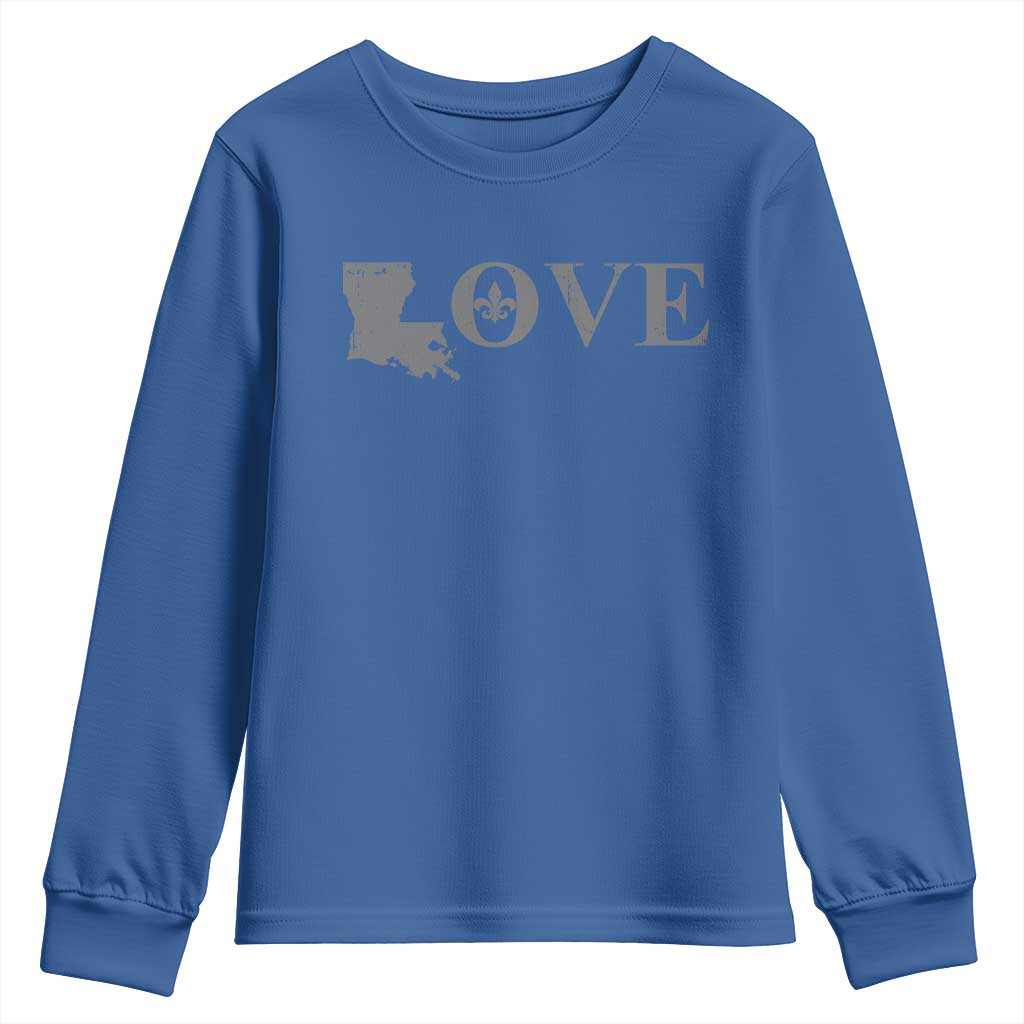 LOVE Louisiana Youth Sweatshirt Fleur De Lis LA Map
