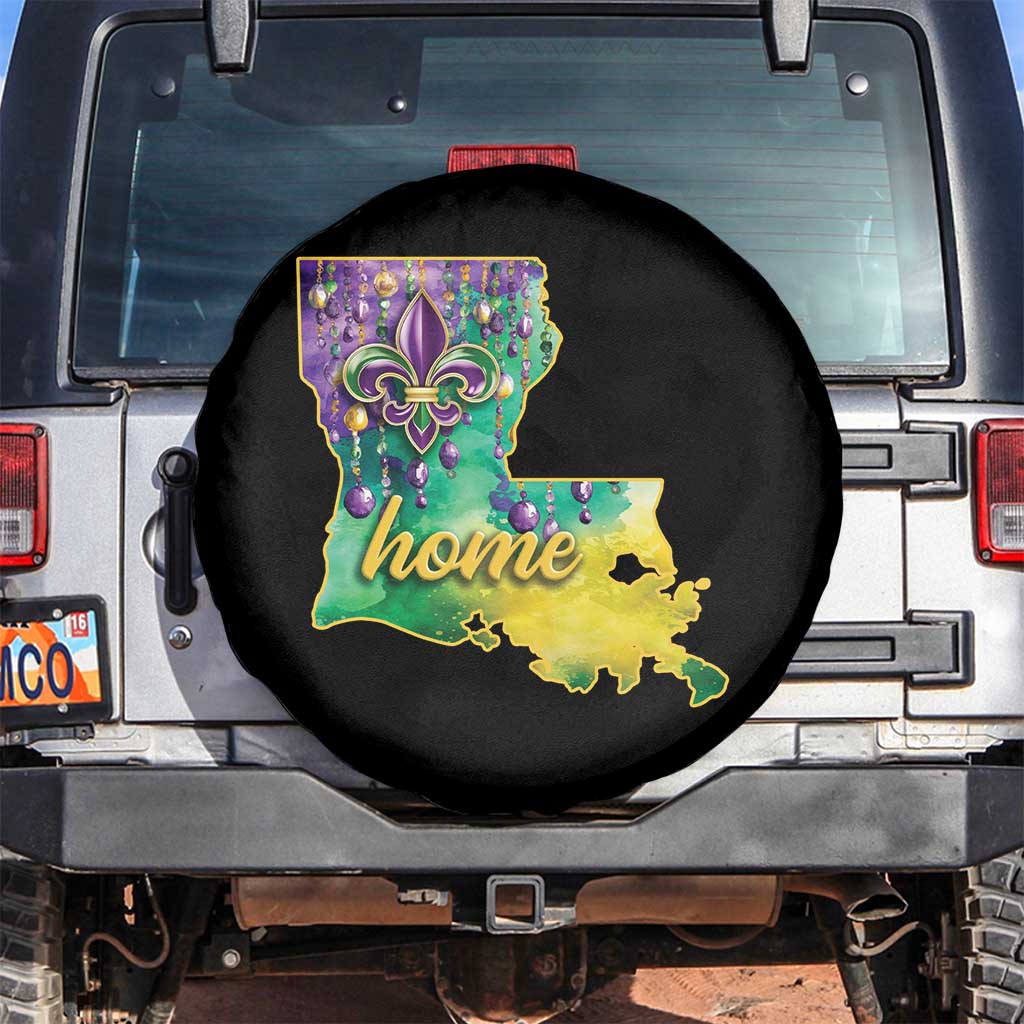 Home Louisiana Spare Tire Cover Mardi Gras Fleur De Lis LA Map