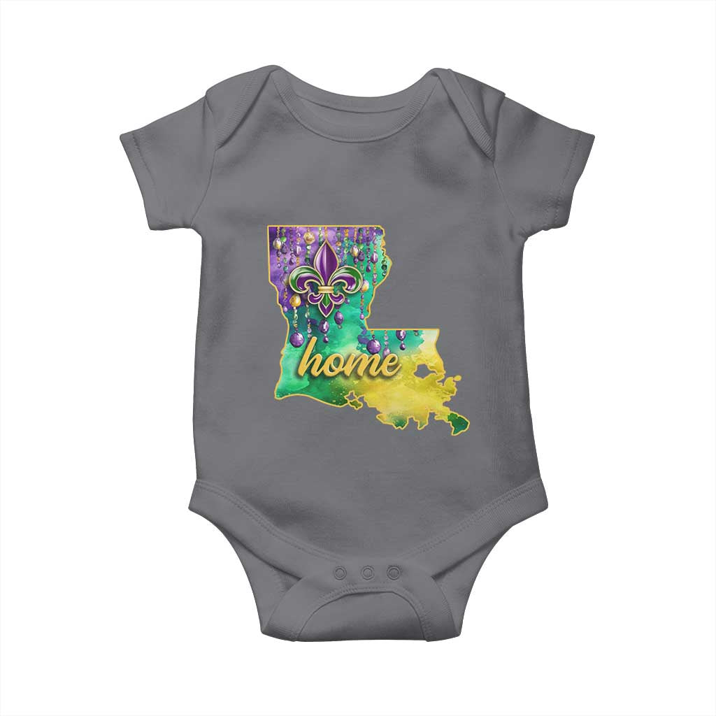 Home Louisiana Baby Onesie Mardi Gras Fleur De Lis LA Map