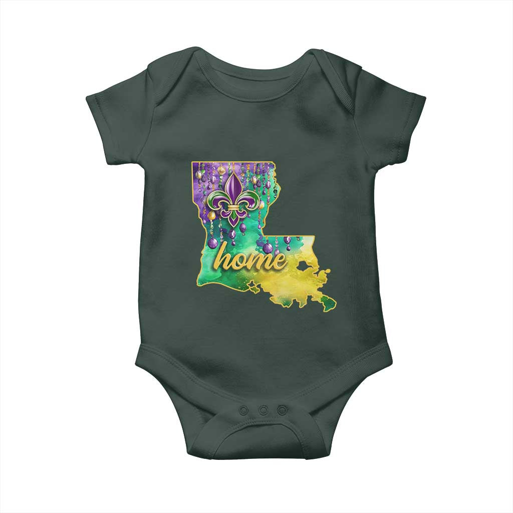 Home Louisiana Baby Onesie Mardi Gras Fleur De Lis LA Map