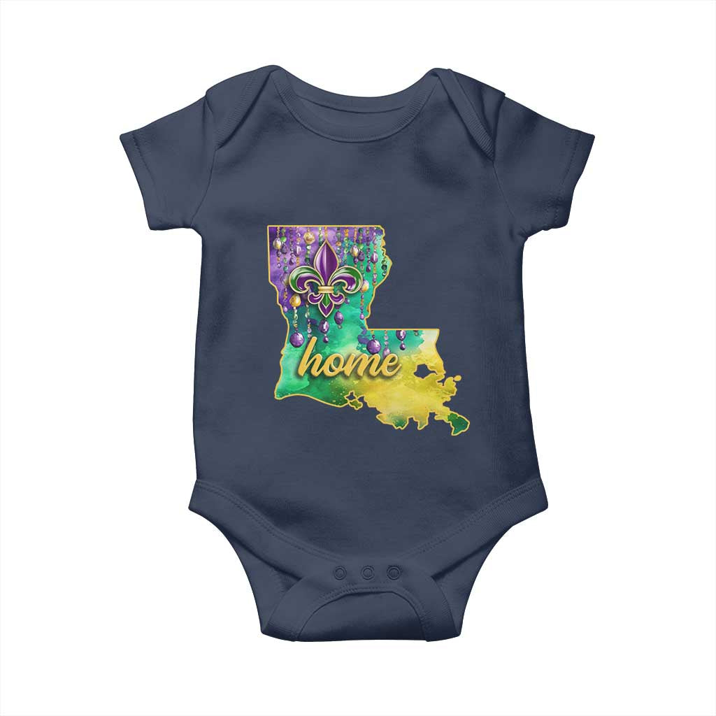 Home Louisiana Baby Onesie Mardi Gras Fleur De Lis LA Map