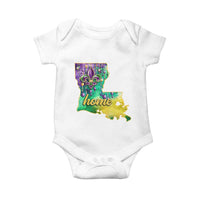 Home Louisiana Baby Onesie Mardi Gras Fleur De Lis LA Map