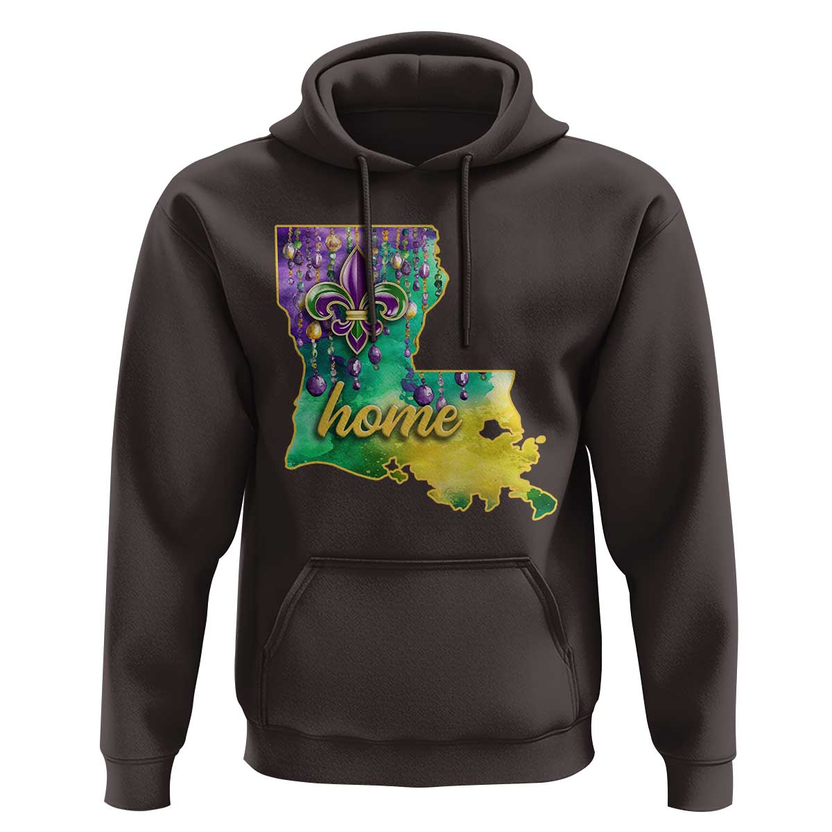 Home Louisiana Hoodie Mardi Gras Fleur De Lis LA Map