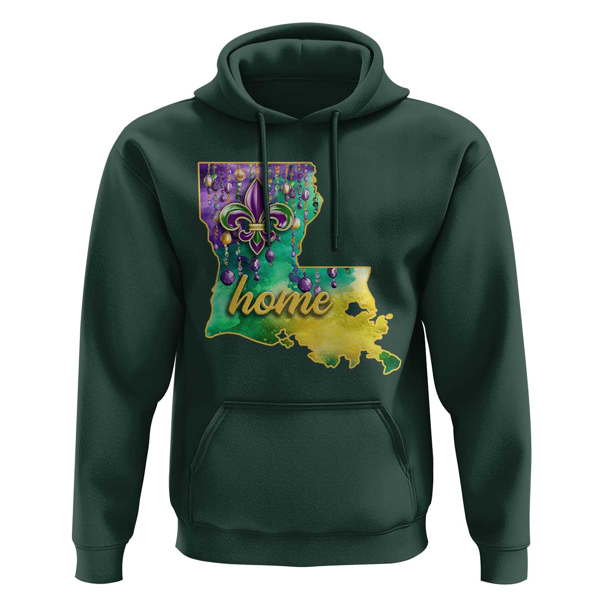 Home Louisiana Hoodie Mardi Gras Fleur De Lis LA Map