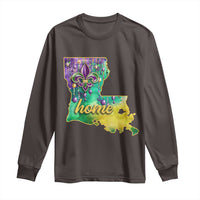 Home Louisiana Long Sleeve Shirt Mardi Gras Fleur De Lis LA Map