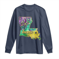 Home Louisiana Long Sleeve Shirt Mardi Gras Fleur De Lis LA Map