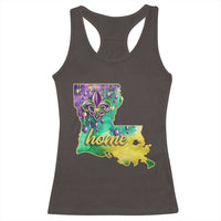 Home Louisiana Racerback Tank Top Mardi Gras Fleur De Lis LA Map