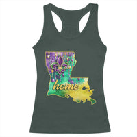 Home Louisiana Racerback Tank Top Mardi Gras Fleur De Lis LA Map