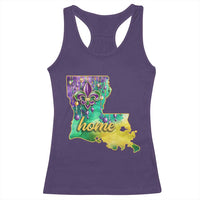 Home Louisiana Racerback Tank Top Mardi Gras Fleur De Lis LA Map