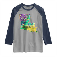 Home Louisiana Raglan Shirt Mardi Gras Fleur De Lis LA Map