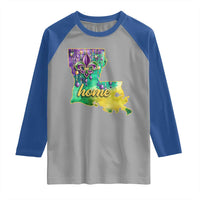 Home Louisiana Raglan Shirt Mardi Gras Fleur De Lis LA Map