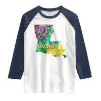 Home Louisiana Raglan Shirt Mardi Gras Fleur De Lis LA Map