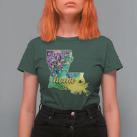 Home Louisiana T Shirt For Women Mardi Gras Fleur De Lis LA Map