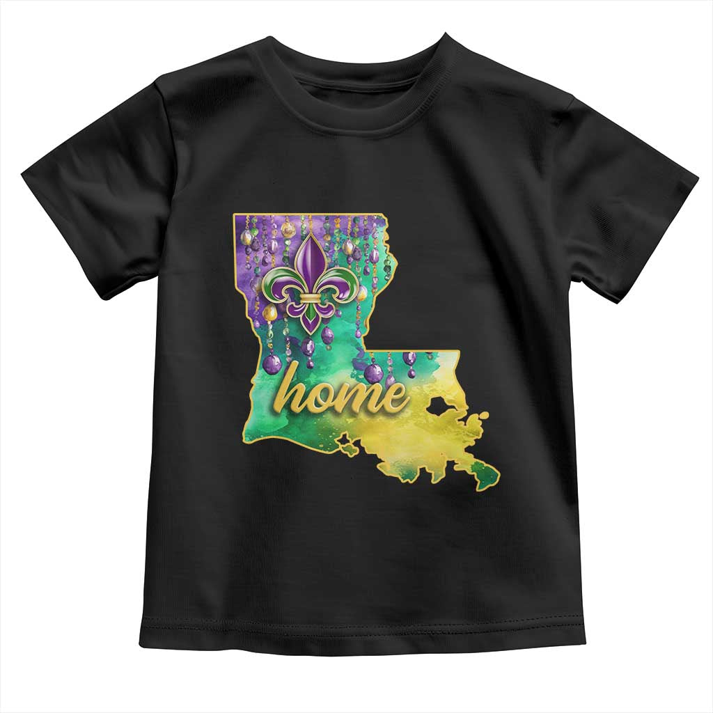 Home Louisiana Toddler T Shirt Mardi Gras Fleur De Lis LA Map