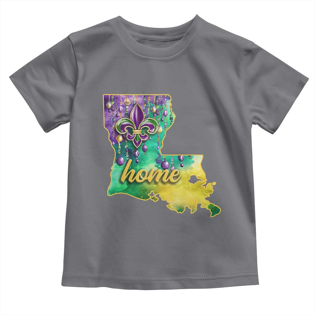 Home Louisiana Toddler T Shirt Mardi Gras Fleur De Lis LA Map