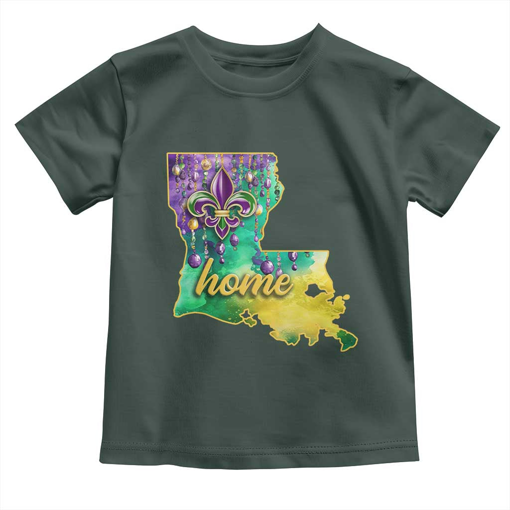 Home Louisiana Toddler T Shirt Mardi Gras Fleur De Lis LA Map
