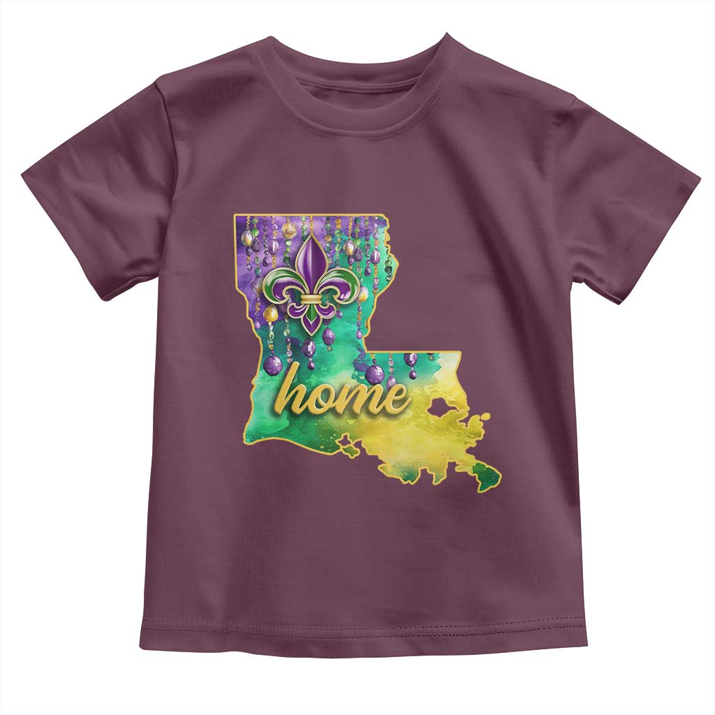 Home Louisiana Toddler T Shirt Mardi Gras Fleur De Lis LA Map